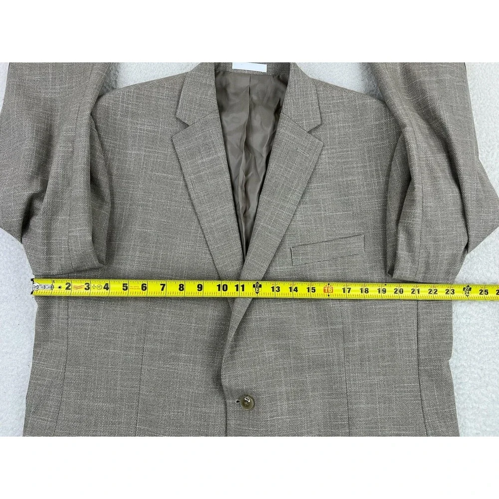 Michael Kors Blazer Mens 46R Beige Plaid Tweed Stretch Sport Coat 2 Button